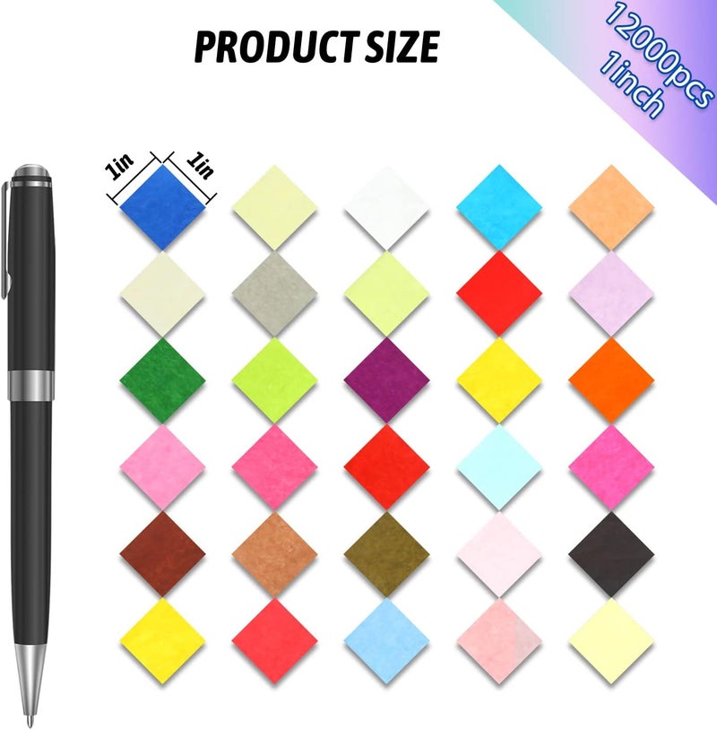 CCINEE 12000 Pcs 1 Inch Tissue Paper Squares, 30 Assorted Colors Art Rainbow Tissue Paper Multicolor Tissue Mosaic Squares for Arts Craft Classroom DIY Project Scrapbooking Party Supply - Image 2